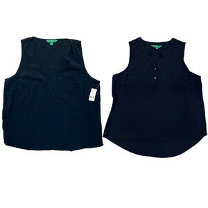 2-Pack Black Rayon Tank Tops Women’s L — Dip — One NWT, One Gently Worn